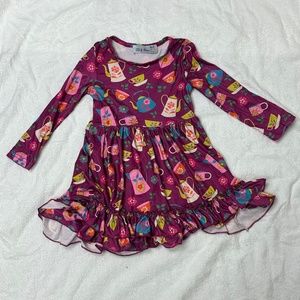 Ooh La Llama Girl 3T Tea Party Dress Long sleeve